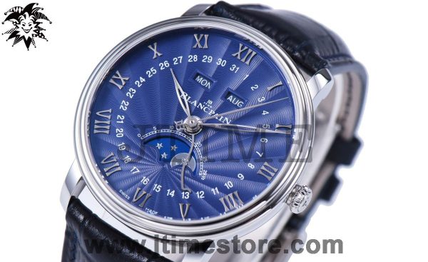 Villeret 6654 SS Complicated Function OMF 1:1 Best Edition Textured Blue Dial on Blue Leather Strap A6654 V2