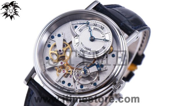 Tradition 7057BB/11/9W6 SS Real PR SF 1:1 Best Edition Silver Skeleton Dial on Blue Leather Strap A507 V2
