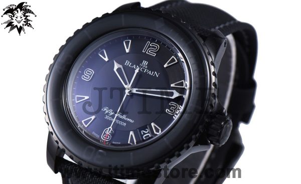 Fifty Fathoms PVD 5015 Dark Knight ZF 1:1 Best Edition Black Dial on Sail-canvas Strap A1315