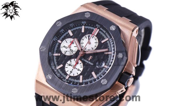 Royal Oak Offshore 44mm 26401RO RG Updated Black Ceramic Bezel JF 1:1 Best Edition on Rubber Strap A3126
