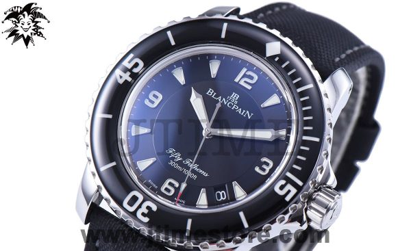 Fifty Fathoms 5015 SS Black ZF 1:1 Best Edition Black Dial on Sail-canvas Strap A2836