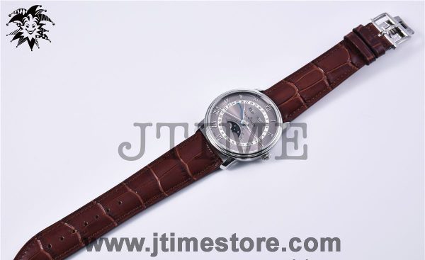 Villeret 6654 SS Complicated Function OMF 1:1 Best Edition Gray/White Dial on Brown Leather Strap A6654 - Image 2