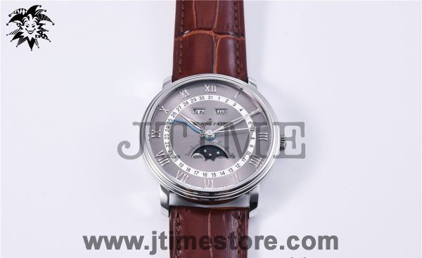 Villeret 6654 SS Complicated Function OMF 1:1 Best Edition Gray/White Dial on Brown Leather Strap A6654 - Image 3