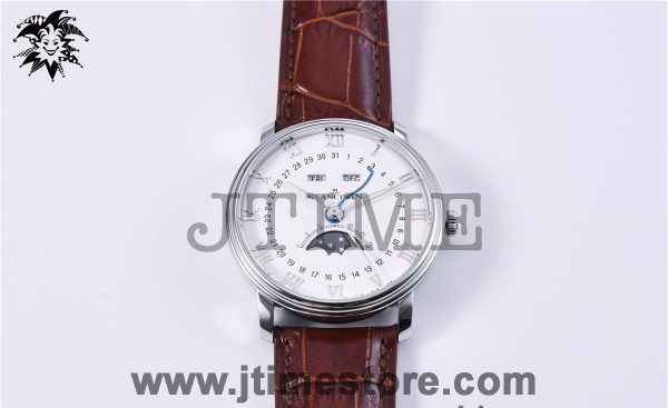 Villeret 6654 SS Complicated Function OMF 1:1 Best Edition White Dial on Brown Leather Strap A6654 V2 - Image 2