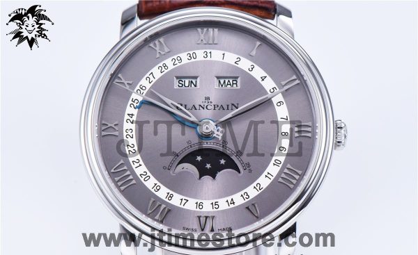 Villeret 6654 SS Complicated Function OMF 1:1 Best Edition Gray/White Dial on Brown Leather Strap A6654 - Image 4