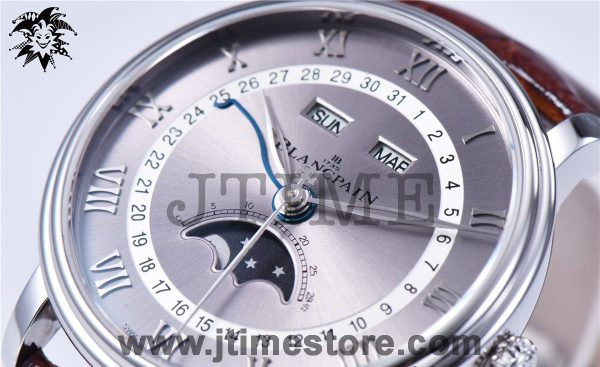 Villeret 6654 SS Complicated Function OMF 1:1 Best Edition Gray/White Dial on Brown Leather Strap A6654 - Image 5
