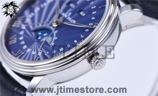 Villeret 6654 SS Complicated Function OMF 1:1 Best Edition Textured Blue Dial on Blue Leather Strap A6654 V2 - Image 3