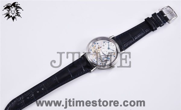 Tradition 7057BB/11/9W6 SS Real PR SF 1:1 Best Edition Silver Skeleton Dial on Blue Leather Strap A507 V2 - Image 2