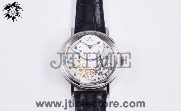 Tradition 7057BB/11/9W6 SS Real PR SF 1:1 Best Edition Silver Skeleton Dial on Blue Leather Strap A507 V2 - Image 4