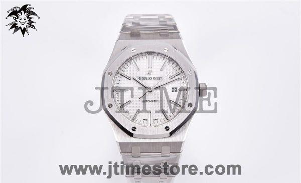Royal Oak 41mm 15400 SS JF 1:1 Best Edition White Textured Dial on SS Bracelet A3120 V3 - Image 2