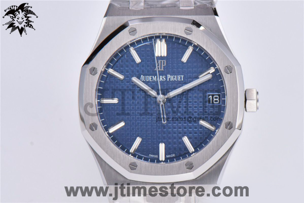 Royal Oak 41mm 15500 SS ZF 1:1 Best Edition Blue Textured Dial on SS Bracelet A4302 (Free Box) - Image 2