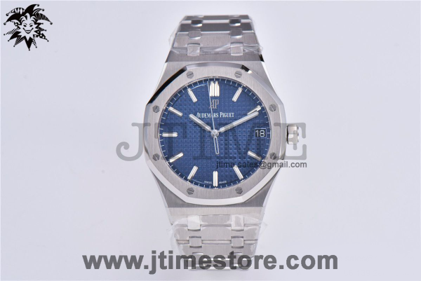 Royal Oak 41mm 15500 SS ZF 1:1 Best Edition Blue Textured Dial on SS Bracelet A4302 (Free Box) - Image 3