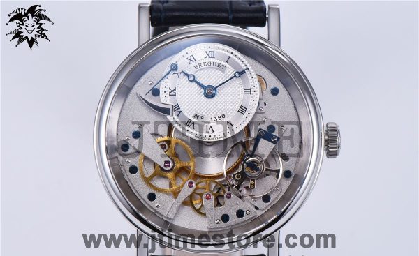 Tradition 7057BB/11/9W6 SS Real PR SF 1:1 Best Edition Silver Skeleton Dial on Blue Leather Strap A507 V2 - Image 3