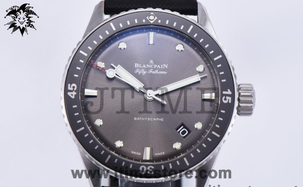 Fifty Fathoms 5071 Bathyscaphe 43mm SS ZF 1:1 Best Edition Gray Dial on Sail-canvas Strap A1315 - Image 4