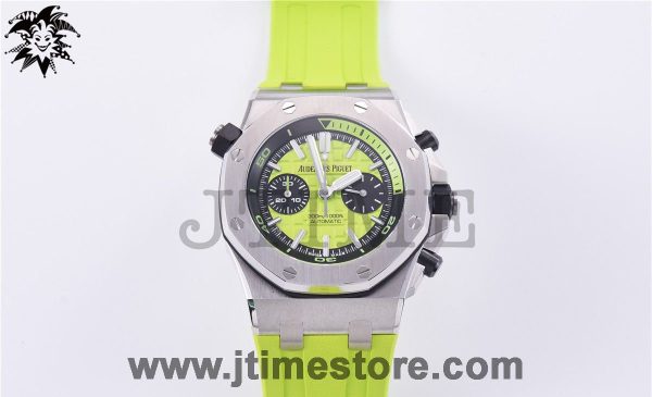 Royal Oak Offshore Diver Chronograph Green JF 1:1 Best Edition on Green Rubber Strap A3126 V2 - Image 4