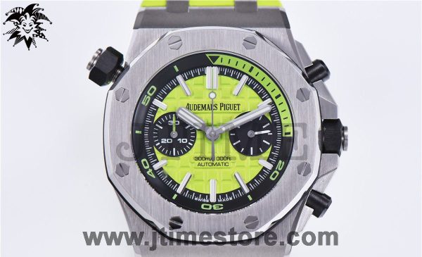 Royal Oak Offshore Diver Chronograph Green JF 1:1 Best Edition on Green Rubber Strap A3126 V2 - Image 12