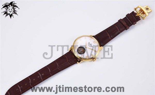 Le Brassus Carrousel Erotic Tourbillon Yellow Gold Best Edition White Dial on Brown Leather Strap - Image 2