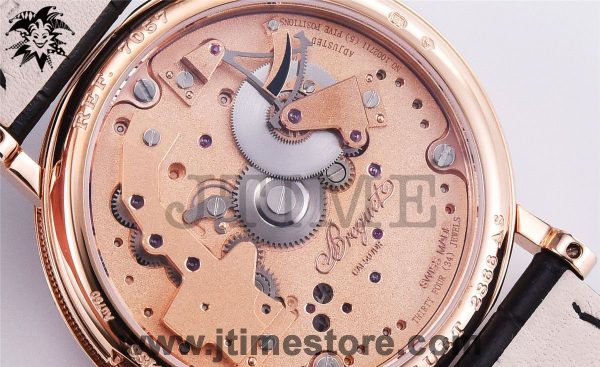 Tradition 7057BR/R9/9W6 RG Real PR SF 1:1 Best Edition Rose Gold Skeleton Dial on Black Leather Strap A507 - Image 11