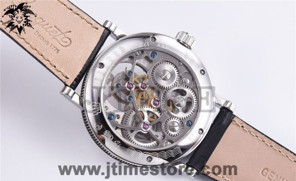 Jubilee Calendar Tourbillon SS Skeleton Dial on Black Leather Strap Asian Hand-Winding - Image 9