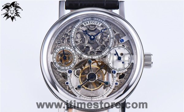 Jubilee Calendar Tourbillon SS Skeleton Dial on Black Leather Strap Asian Hand-Winding - Image 3
