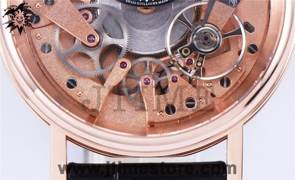 Tradition 7057BR/R9/9W6 RG Real PR SF 1:1 Best Edition Rose Gold Skeleton Dial on Black Leather Strap A507 - Image 7