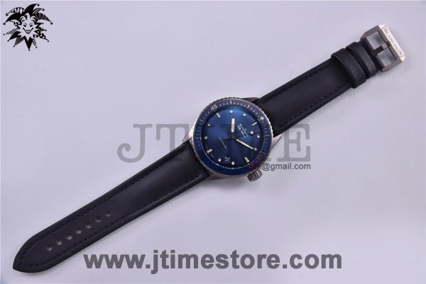 Fifty Fathoms Bathyscaphe Ceramic GF 1:1 Best Edition Blue Dial on Blue Sail-Canvas Strap A1315 - Image 2