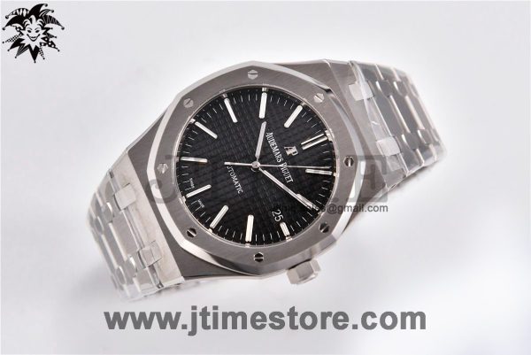 Royal Oak 41mm 15400 SS ZF 1:1 Best Edition Black Textured Dial on SS Bracelet A3120 (Free Box) - Image 2