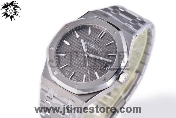 Royal Oak 41mm 15500 SS ZF 1:1 Best Edition Gray Textured Dial on SS Bracelet A4302 (Free Box)