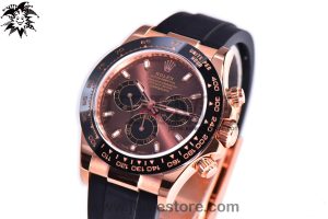 Daytona 116515 Noob 1:1 Best Edition Chocolate Dial Lume Markers on Black Rubber Strap SA4130 (Free Extra Strap) V3