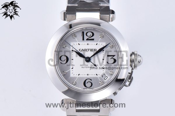 Pasha De Cartier Best Edition 35mm V9F SS Silver Dial On Stainless Bracelet A2892 - Image 2