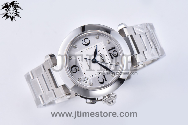 Pasha De Cartier Best Edition 35mm V9F SS Silver Dial On Stainless Bracelet A2892 - Image 3