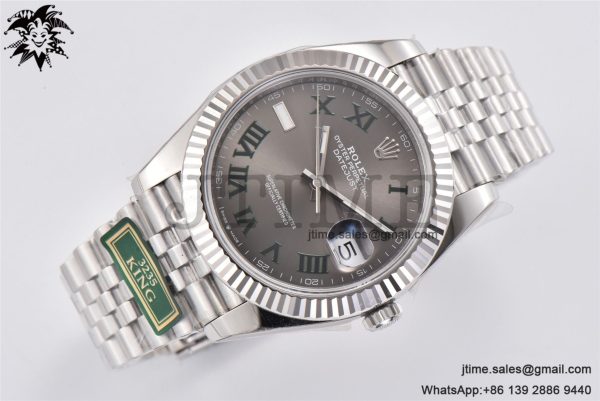 DateJust 41 SS Fluted Bezel KING 1:1 Best Edition 904L Steel Gray Roman Dial on Jubilee Bracelet VR3235 - Image 7