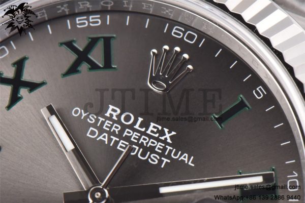 DateJust 41 SS Fluted Bezel KING 1:1 Best Edition 904L Steel Gray Roman Dial on Jubilee Bracelet VR3235 - Image 12