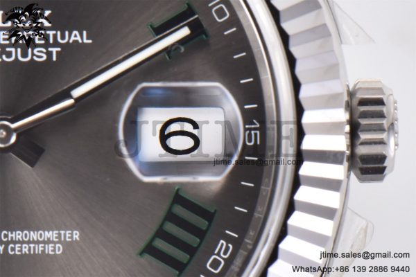 DateJust 41 SS Fluted Bezel KING 1:1 Best Edition 904L Steel Gray Roman Dial on Jubilee Bracelet VR3235 - Image 14