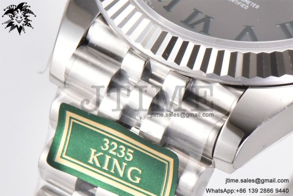 DateJust 41 SS Fluted Bezel KING 1:1 Best Edition 904L Steel Gray Roman Dial on Jubilee Bracelet VR3235 - Image 22