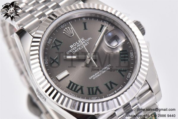 DateJust 41 SS Fluted Bezel KING 1:1 Best Edition 904L Steel Gray Roman Dial on Jubilee Bracelet VR3235 - Image 5