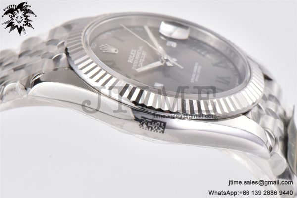 DateJust 41 SS Fluted Bezel KING 1:1 Best Edition 904L Steel Gray Roman Dial on Jubilee Bracelet VR3235 - Image 9