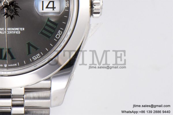 DateJust 41 SS Polished Bezel KING 1:1 Best Edition 904L Steel Gray Green Roman Dial on Jubilee Bracelet VR3235 - Image 14