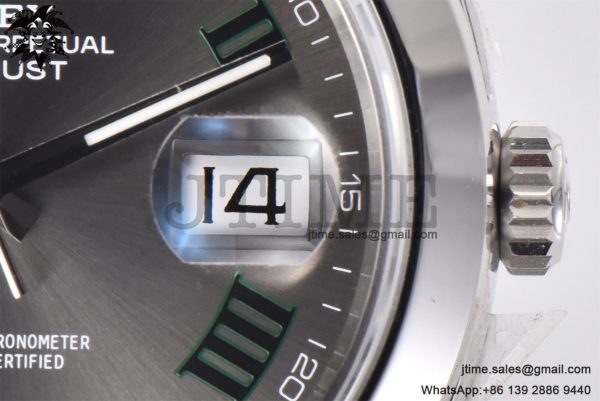 DateJust 41 SS Polished Bezel KING 1:1 Best Edition 904L Steel Gray Green Roman Dial on Jubilee Bracelet VR3235 - Image 13