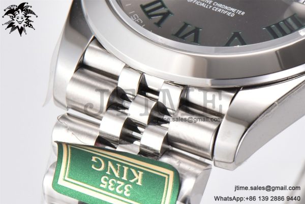 DateJust 41 SS Polished Bezel KING 1:1 Best Edition 904L Steel Gray Green Roman Dial on Jubilee Bracelet VR3235 - Image 16