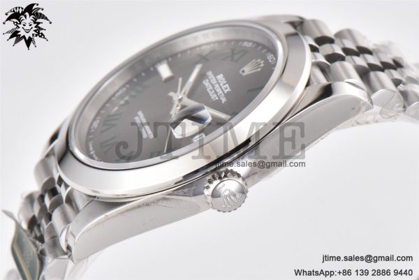 DateJust 41 SS Polished Bezel KING 1:1 Best Edition 904L Steel Gray Green Roman Dial on Jubilee Bracelet VR3235 - Image 10