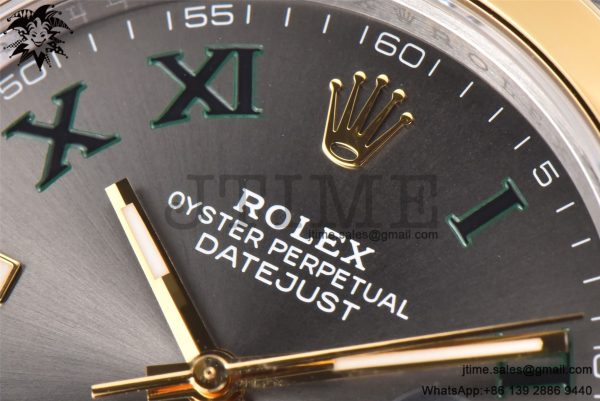 DateJust 41 YG Polished Bezel KING 1:1 Best Edition 904L Steel Gray Dial Green Roman on SS/YG Jubilee Bracelet VR3235 - Image 9