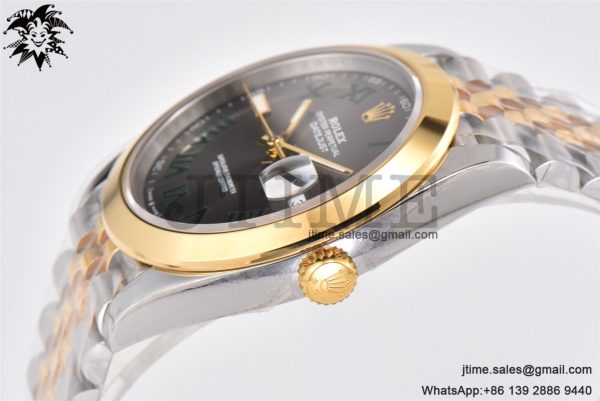 DateJust 41 YG Polished Bezel KING 1:1 Best Edition 904L Steel Gray Dial Green Roman on SS/YG Jubilee Bracelet VR3235 - Image 6