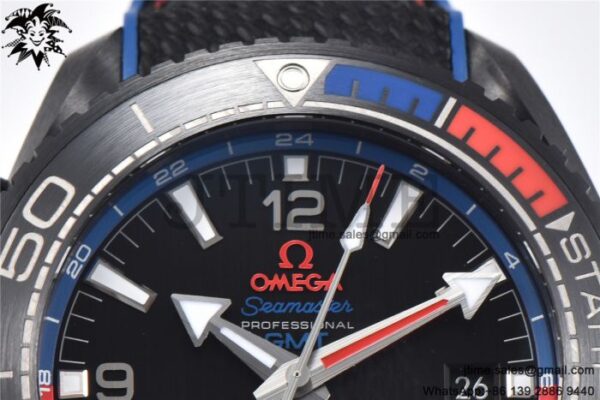 Planet Ocean GMT 45.5mm ETNZ "Deep Black" Real Ceramic VSF 1:1 Best Edition on Black Nylon Strap A8906 Super Clone - Image 11