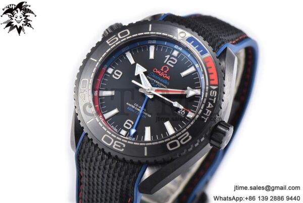 Planet Ocean GMT 45.5mm ETNZ "Deep Black" Real Ceramic VSF 1:1 Best Edition on Black Nylon Strap A8906 Super Clone