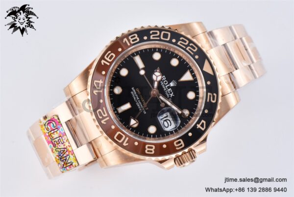 GMT-Master II 126715 CHNR Rootbeer RG Black/Brown Ceramic Clean Factory Best Edition on RG Bracelet VR3186 - Image 3