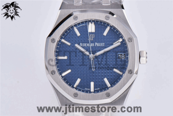 Royal Oak 41mm 15500 SS JF 1:1 Best Edition Blue Textured Dial on SS Bracelet A4302 (Free Box) - Image 2