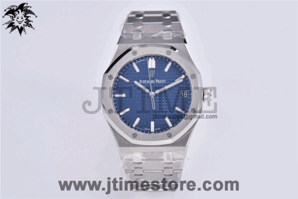 Royal Oak 41mm 15500 SS JF 1:1 Best Edition Blue Textured Dial on SS Bracelet A4302 (Free Box) - Image 3