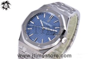 Royal Oak 41mm 15500 SS JF 1:1 Best Edition Blue Textured Dial on SS Bracelet A4302 (Free Box)