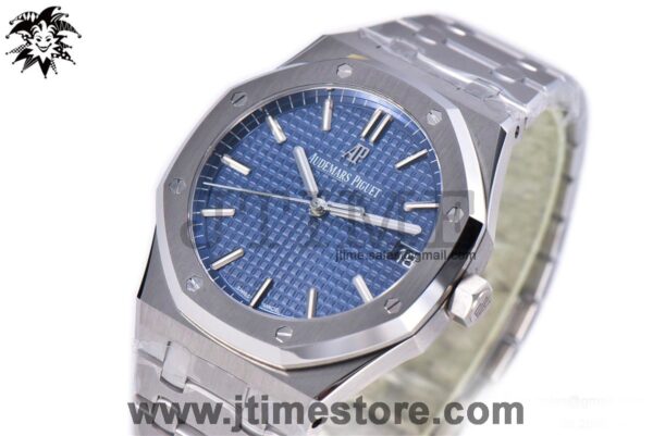Royal Oak 41mm 15500 SS JF 1:1 Best Edition Blue Textured Dial on SS Bracelet A4302 (Free Box)